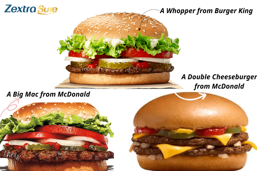 Comparison of Baconator calories with other fast food options
